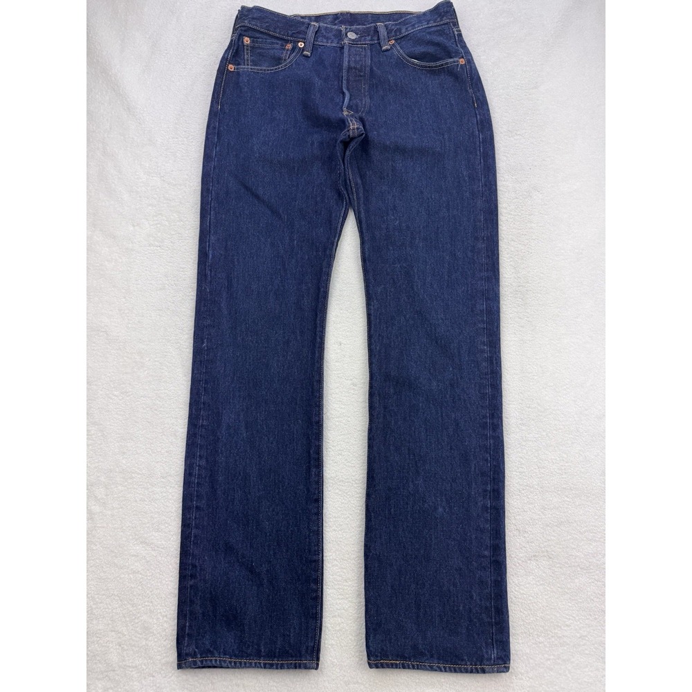 Levis 501 Jeans Men 30x32 Blue Distressed Straight Leg Button Fly‎ Denim